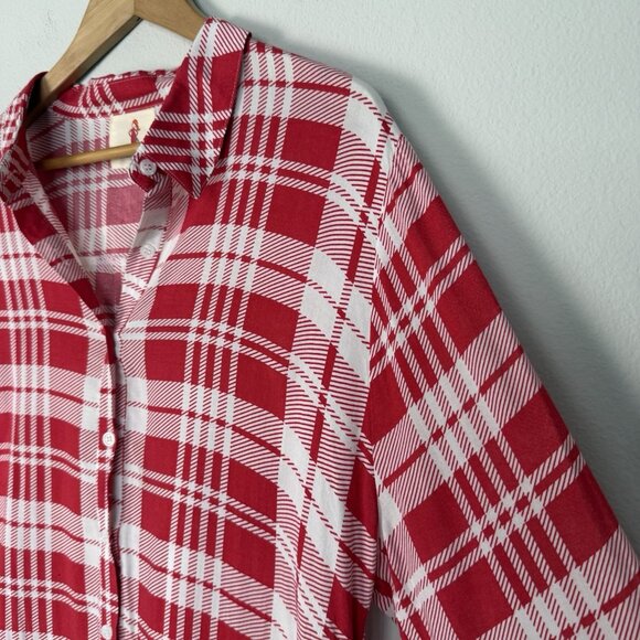 Boho Jane Holiday Plaid Tunic Button Up Womens Medium Christmas Whimsical - Picture 4 of 7